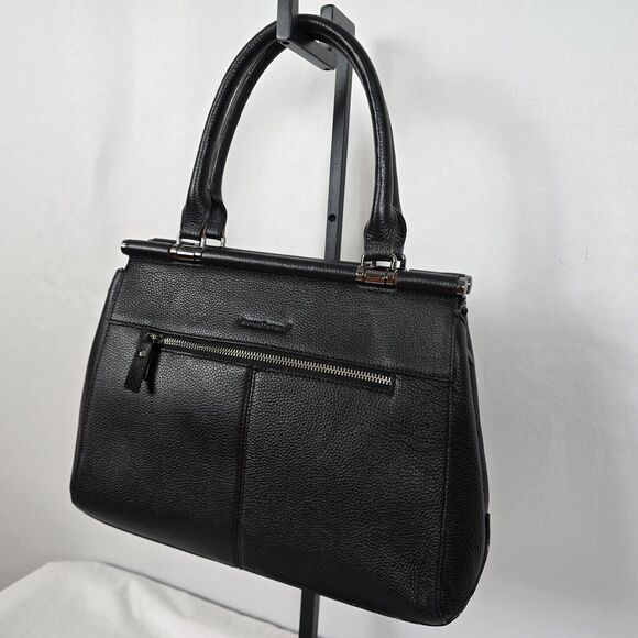 Giorgio Ferretti Satchel Black Italian Leather Double Handle 15" x 10" x 4" - Picture 15 of 16